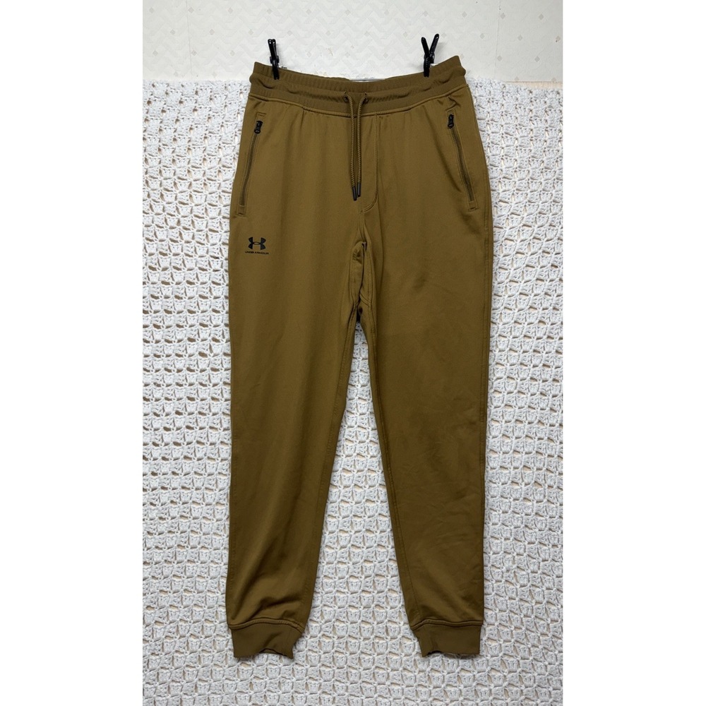 Under Armour UA Joggers Pants Mens Size M Brown Loose Zip Pockets Drawstring
